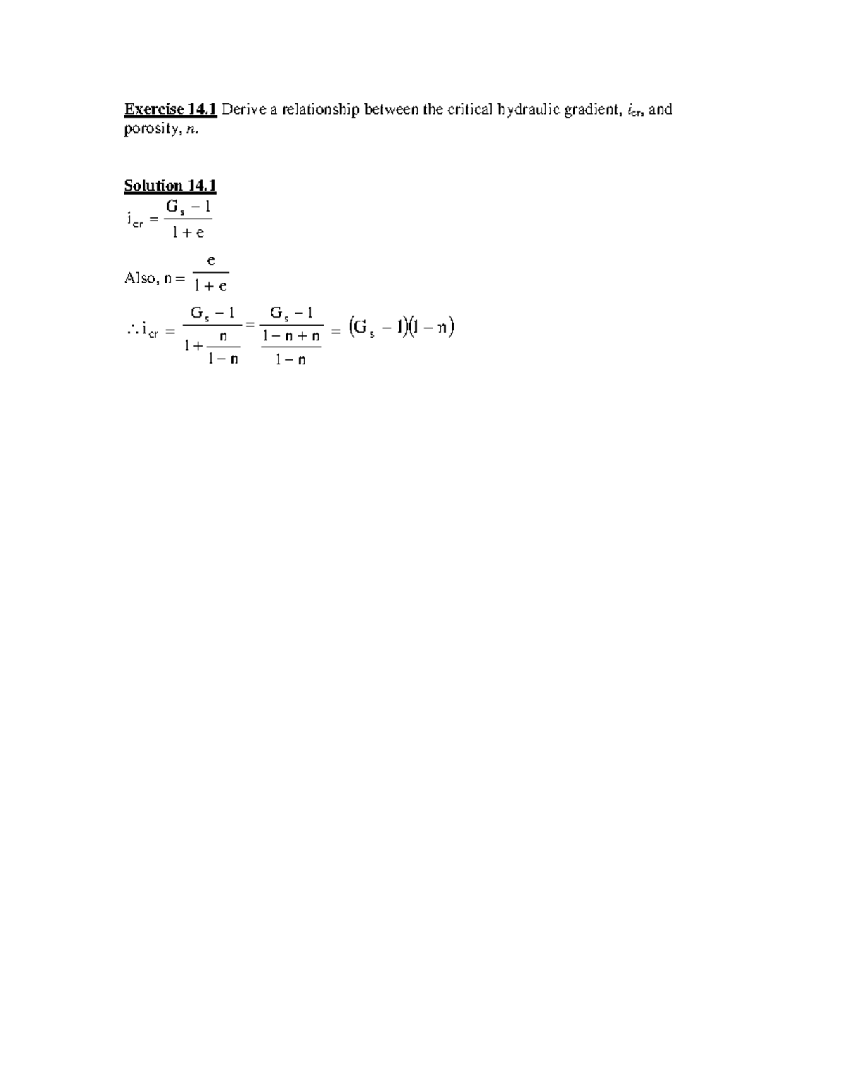 Soil 4 Fvbvcbbhv Exercise 14 Derive a relationship between the