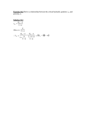 Soil 1 - Ddfff - Exercise 4 Prove The Following Relations: A) 1 E Gs W ...