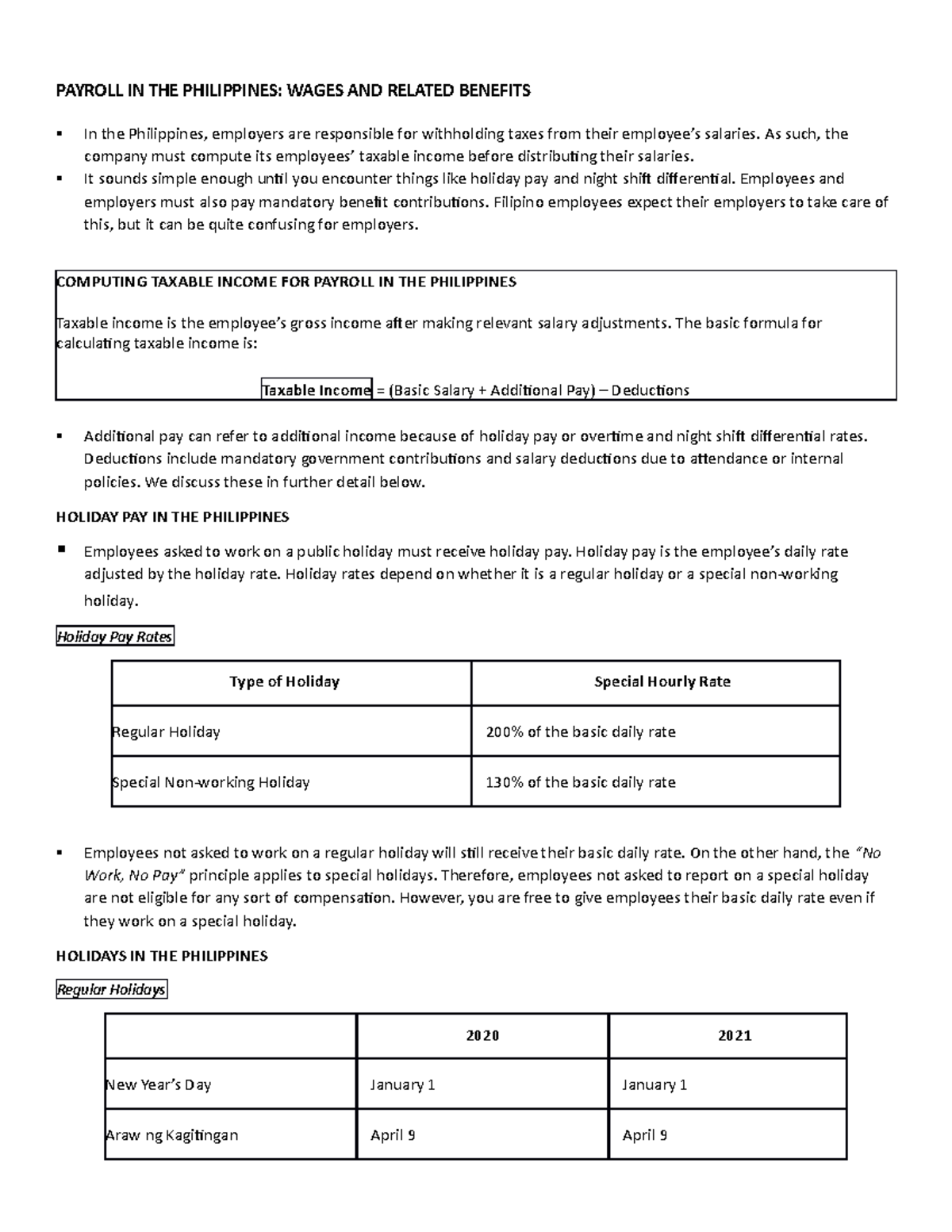 Payroll in the Philippines - PAYROLL IN THE PHILIPPINES: WAGES AND ...