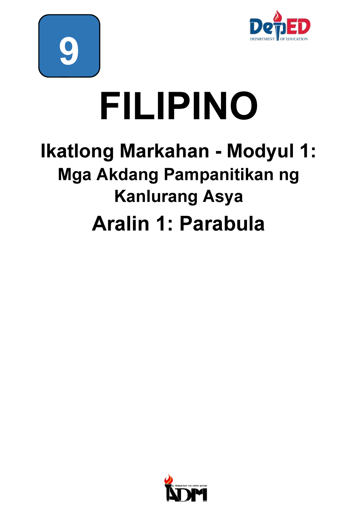 Fil9 Q3 Mod1 Wk1 - None - 9 FILIPINO Ikatlong Markahan - Modyul 1: Mga ...