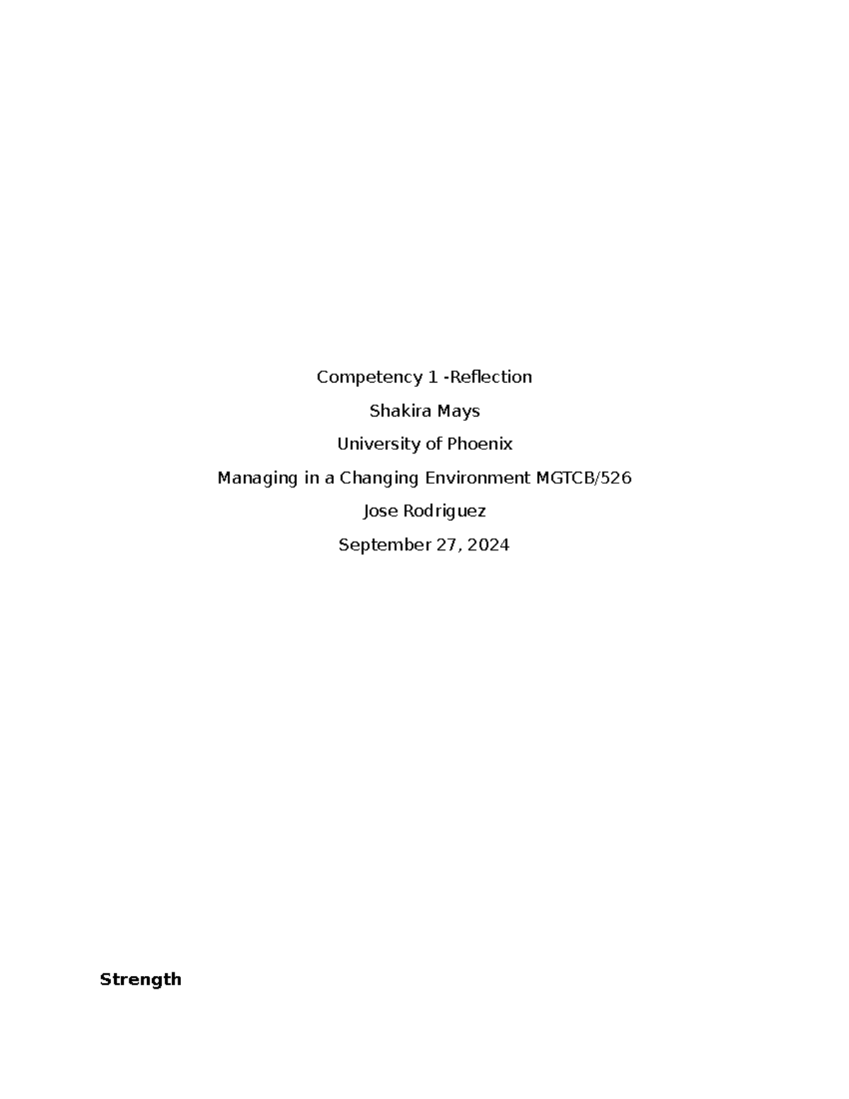 Reflection+1 - Reflection 1 - Competency 1 -Reflection Shakira Mays ...