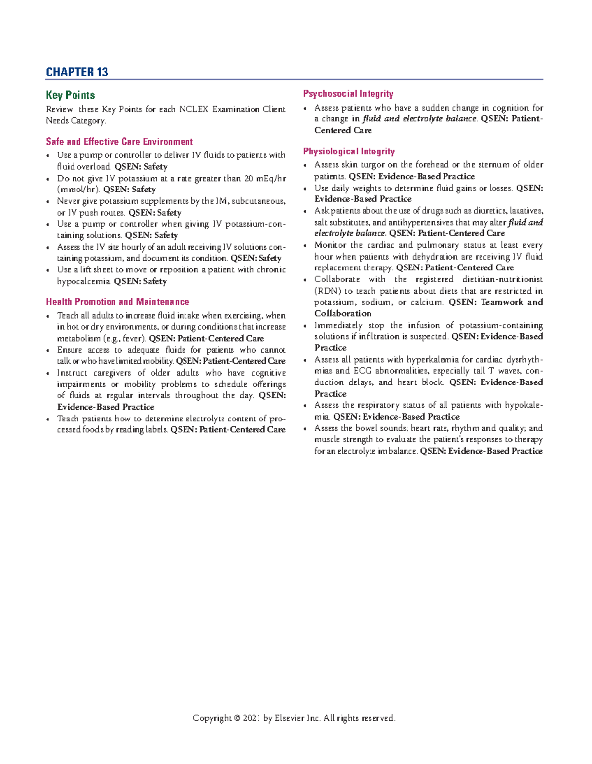 Chapter 013 Iggy, Medical Surgical Chapter 13 Key points Review