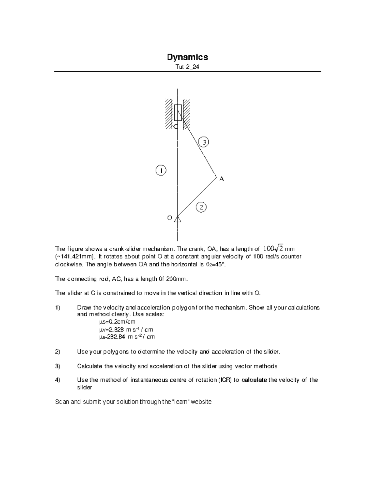 Tut 2 24 - tut 2 - Dynamics Tut 2_ 24 The f igure shows a crank-slider ...