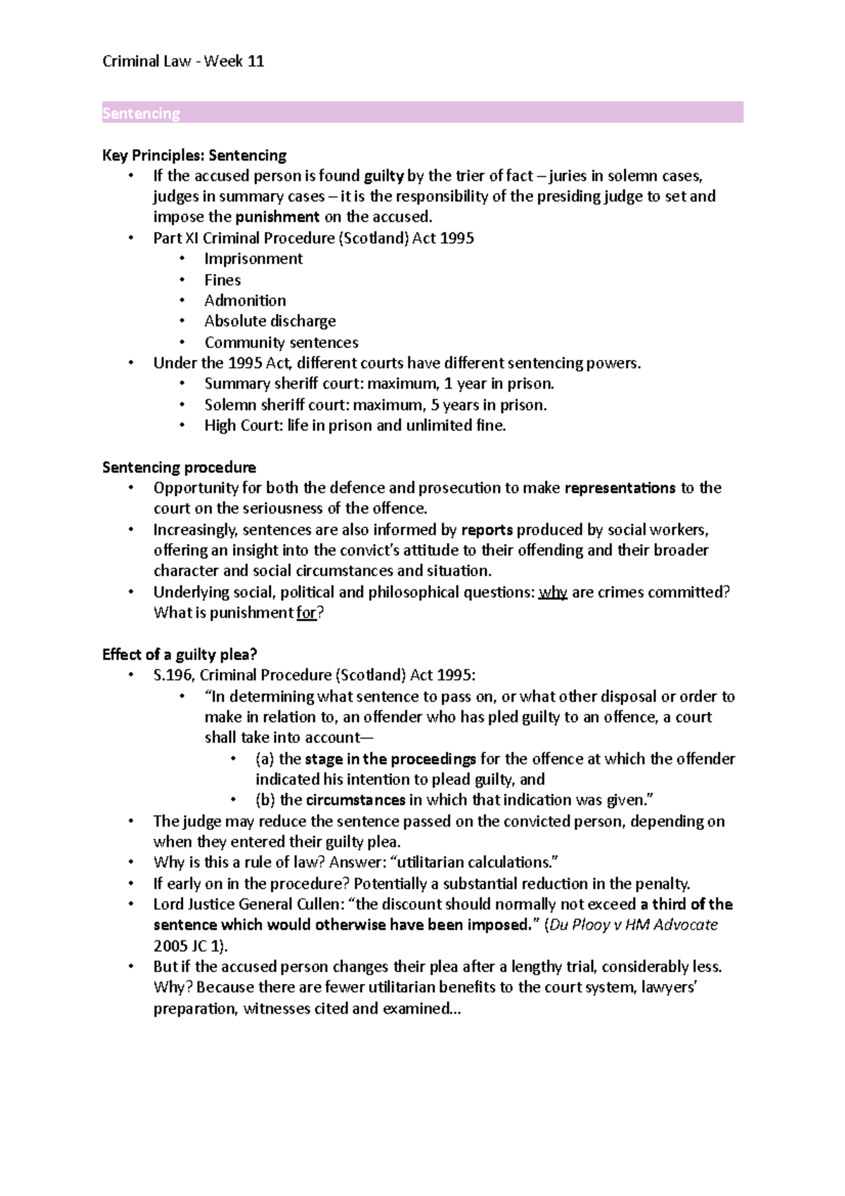 Sentencing and Appeals - Sentencing Key Principles: Sentencing - If the ...