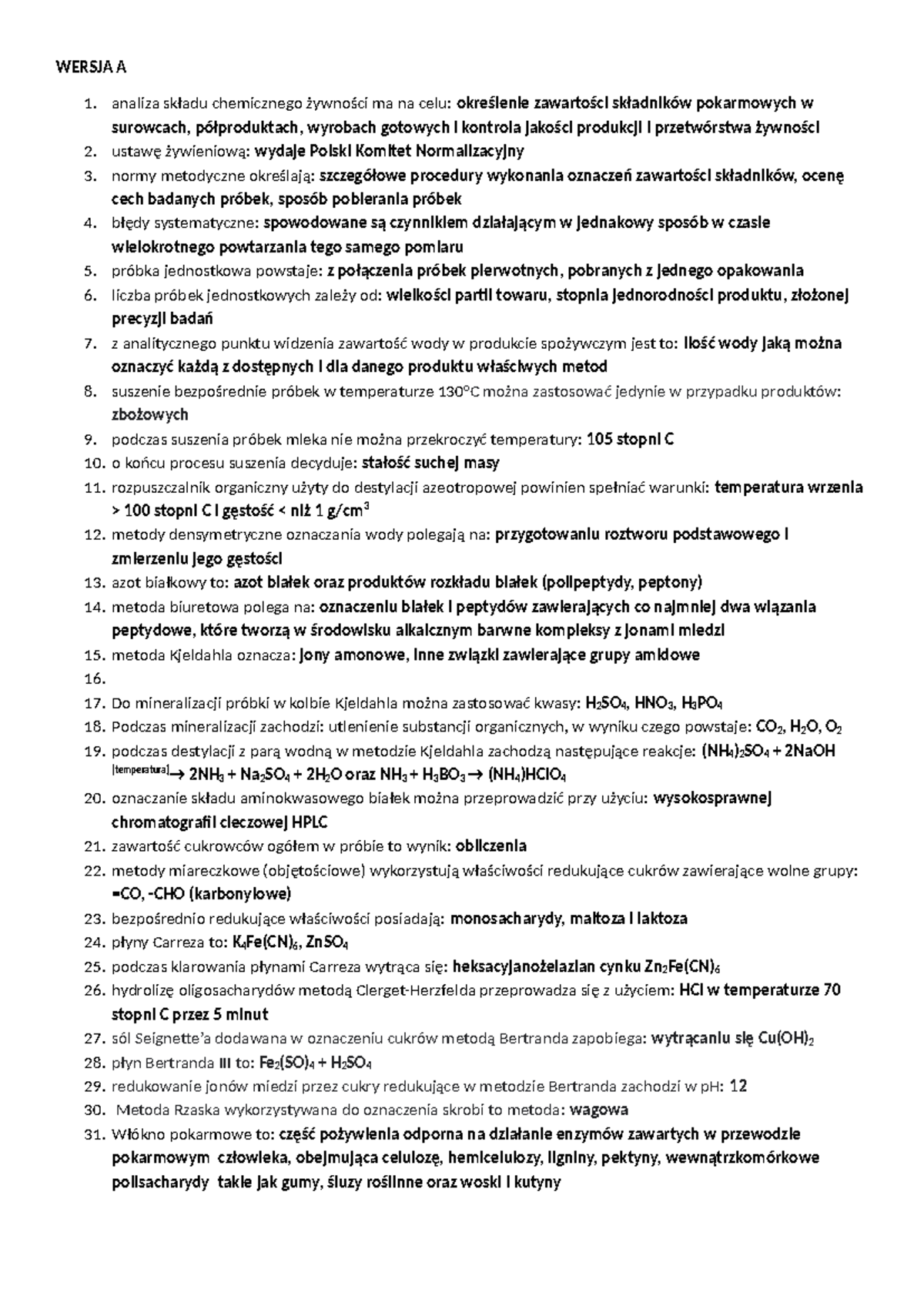 Sprawdzian Analiza żywności Pdf