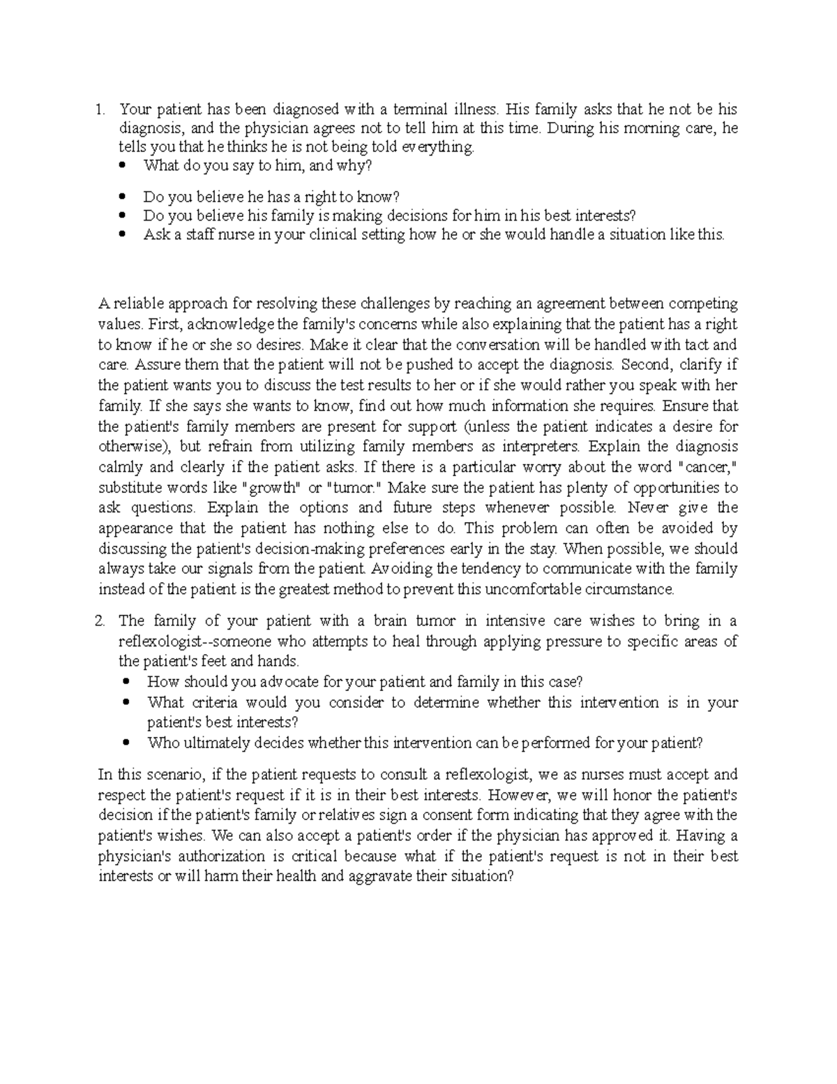 Critical Analysis Output - Your patient has been diagnosed with a ...