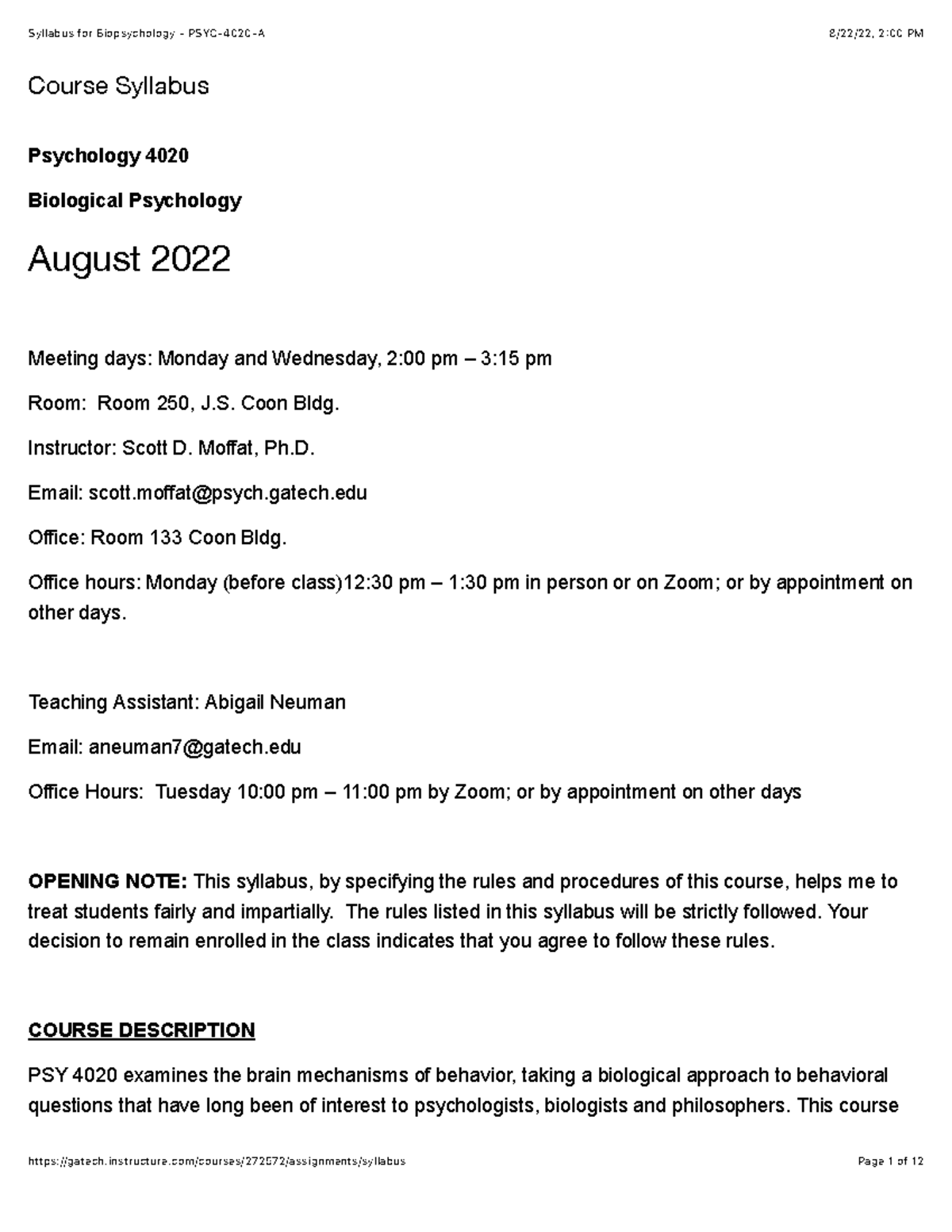 Syllabus Course Syllabus Psychology 4020 Biological Psychology August   Thumb 1200 1553 