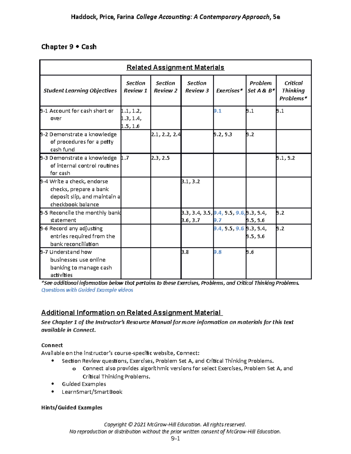 Haddock 5e CH009 IM - Lewis - Chapter 9 • Cash Related Assignment ...