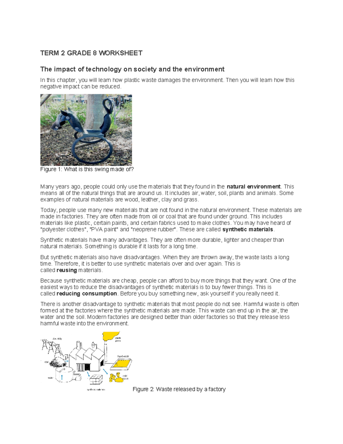 Technology Worksheets Term 2 Grades 8 - TERM 2 GRADE 8 WORKSHEET The ...
