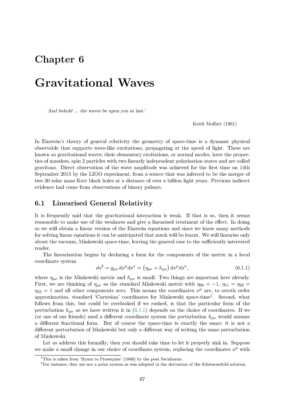 PX436 2016-2017 Lecture Notes 6 - Gravitational Waves - Chapter 6 ...