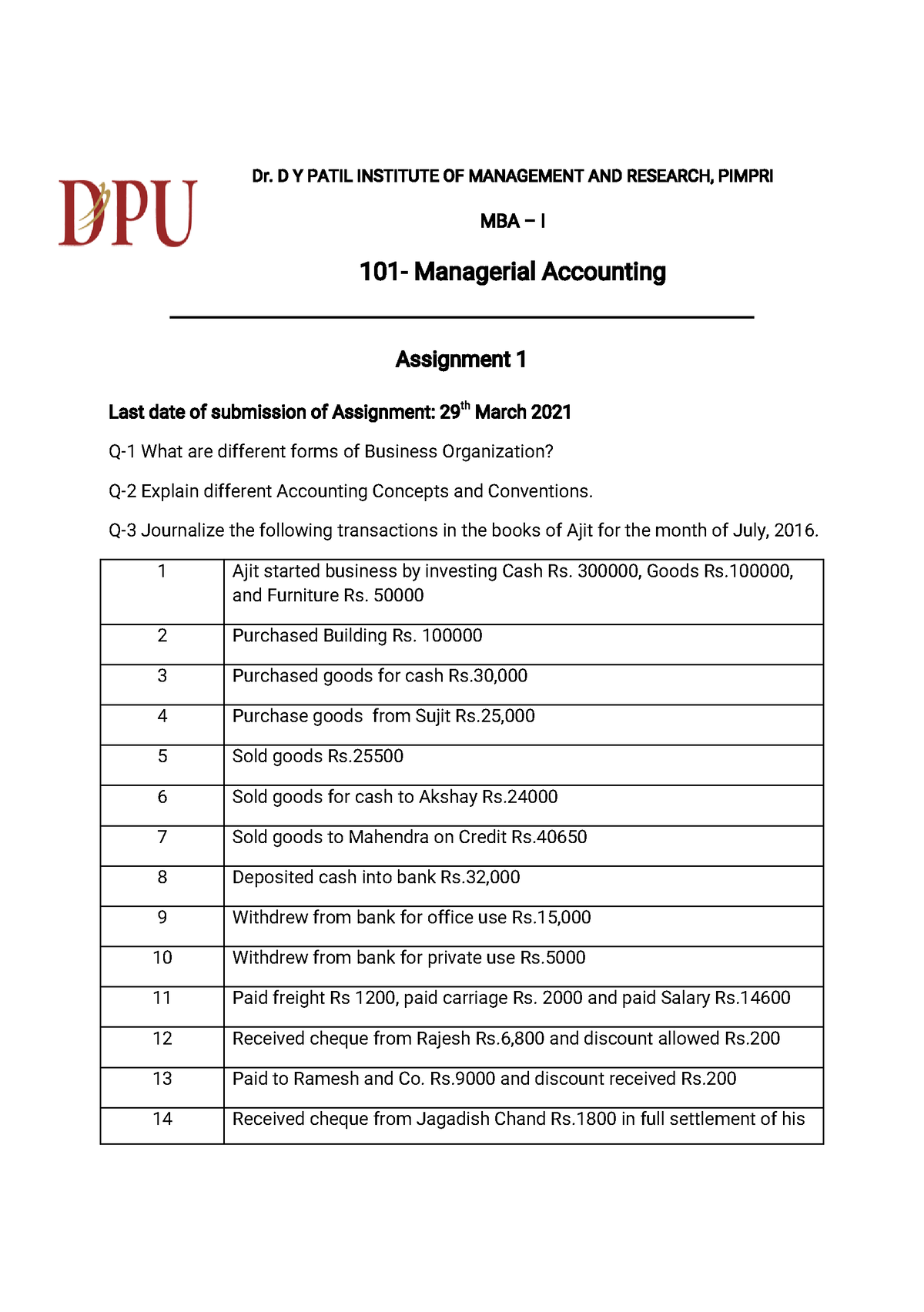 accounting 1st assignment