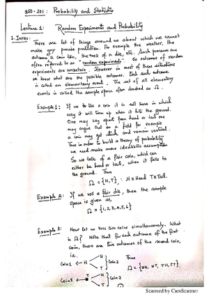 Probability Cheatsheet - Probability And Statistics - Iit Kanpur - Studocu