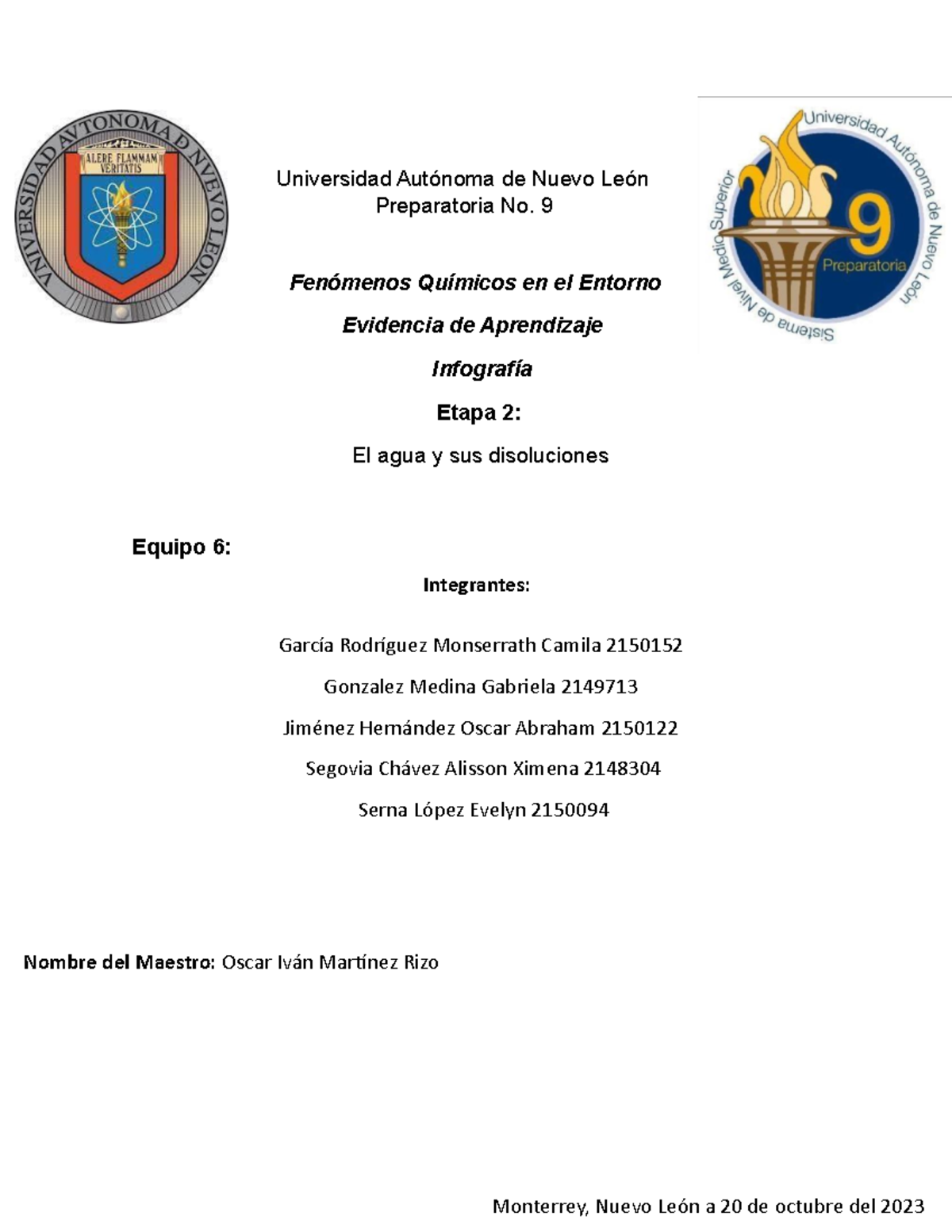 FQE Evidencia de Aprendizaje Etapa 2 - Universidad Autónoma de Nuevo ...