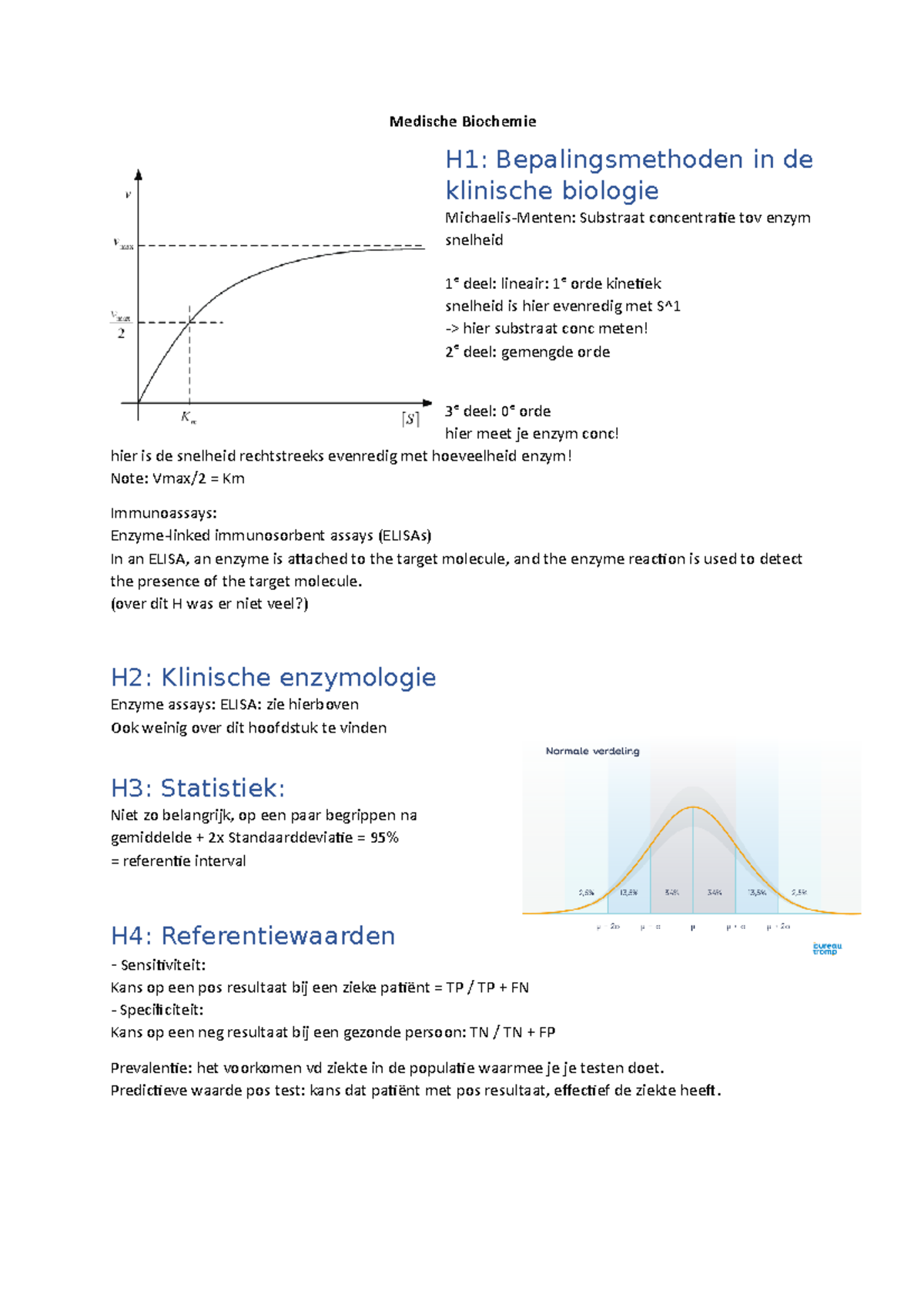 Samenvatting Medische Biochemie - Medische Biochemie H1 ...