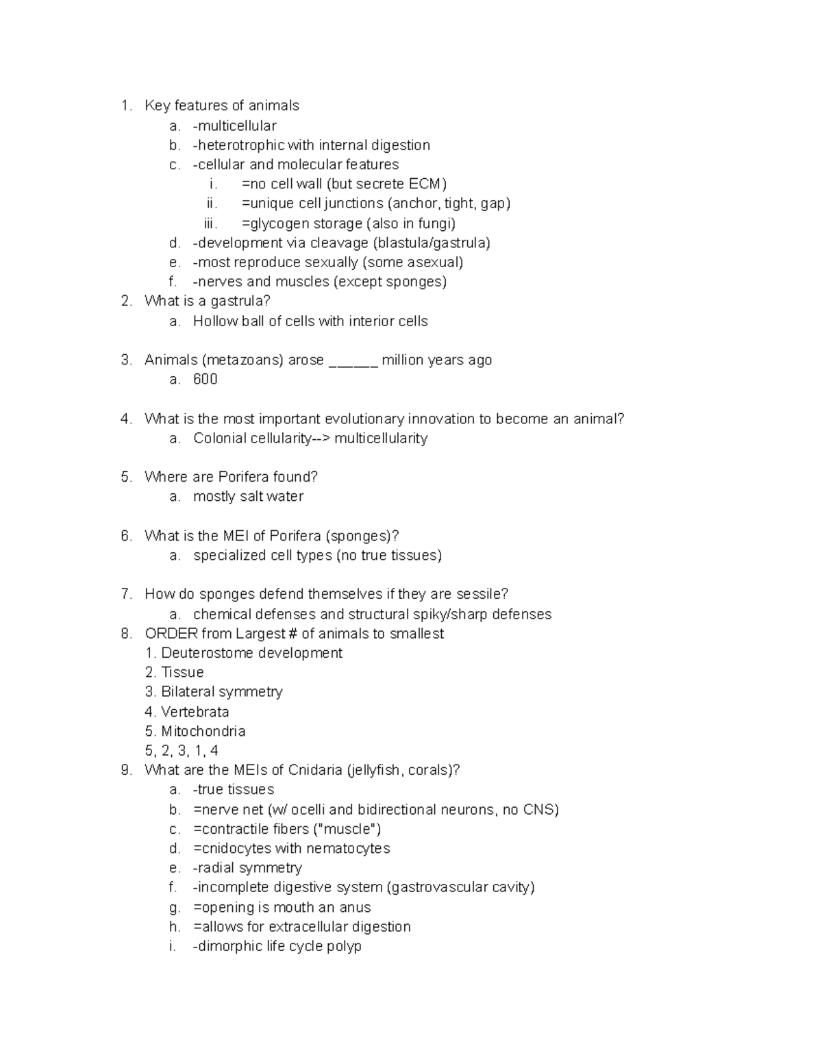 Bio 2040 chapter 32 - These are questions that were created to help ...