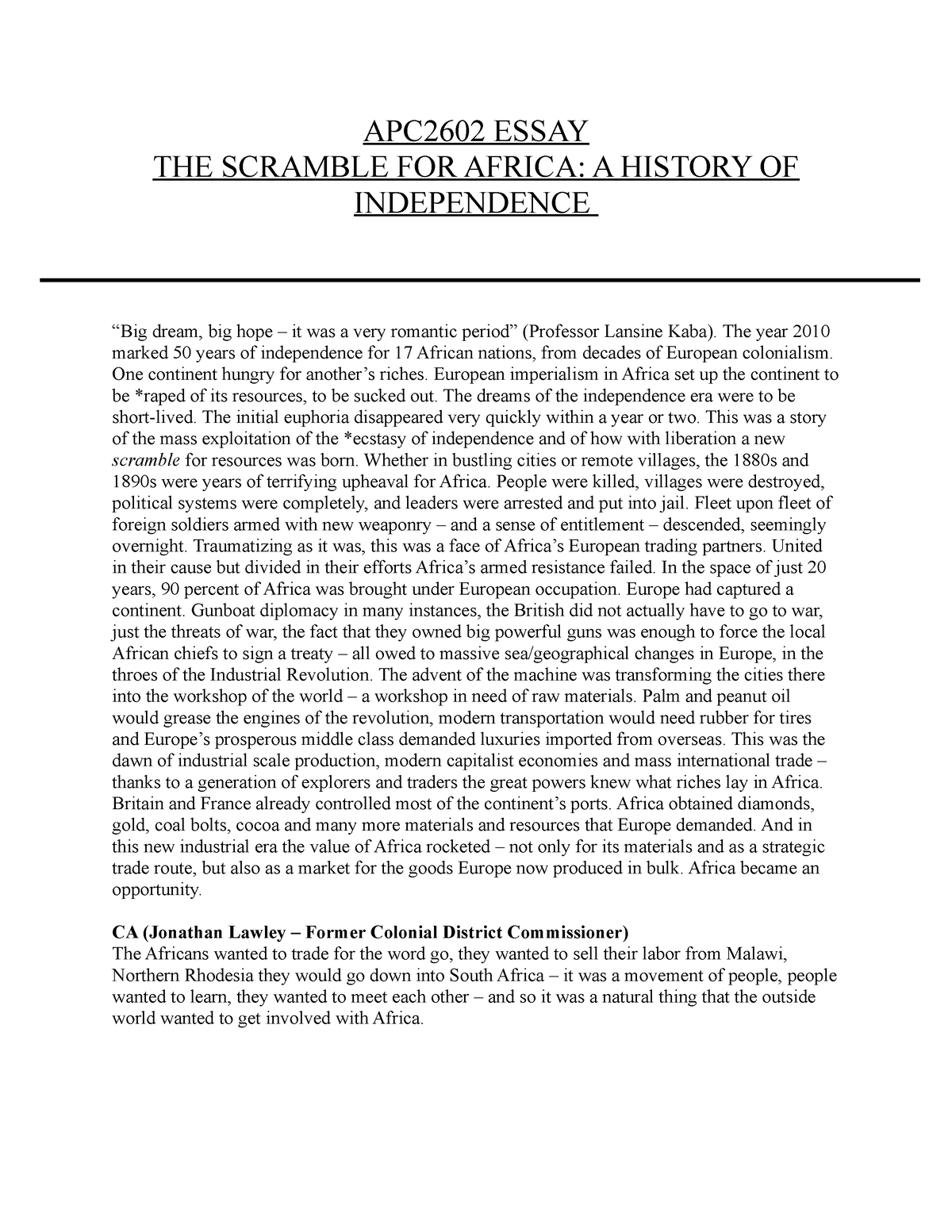 independent africa essay pdf