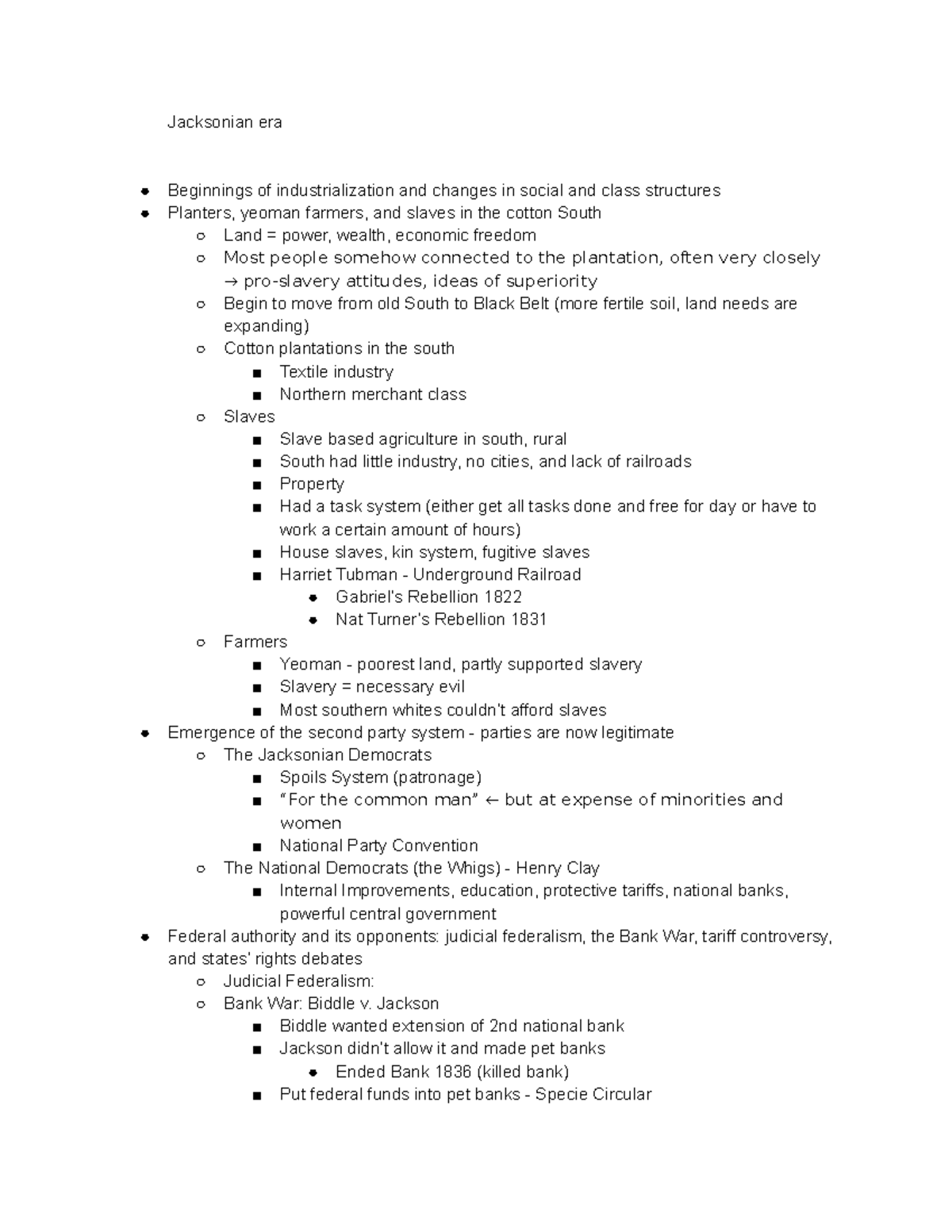Studoc us history - Jacksonian era Beginnings of industrialization and ...