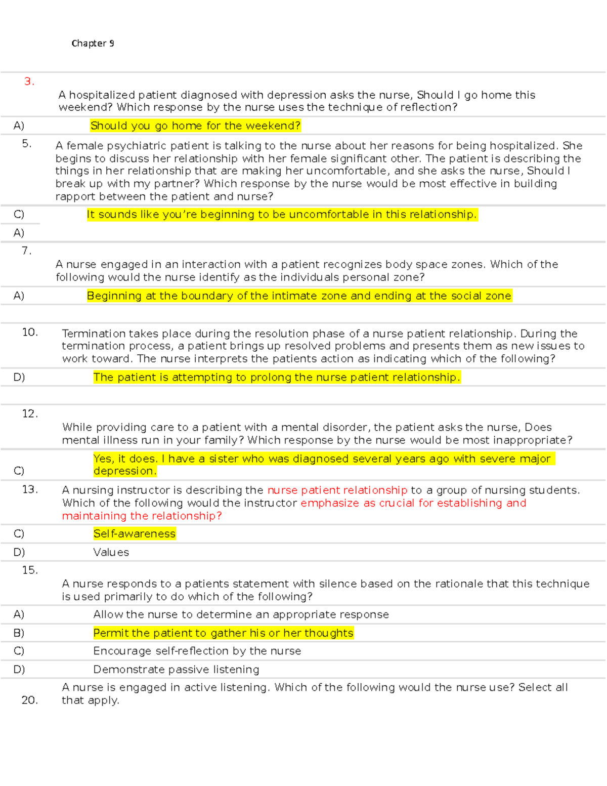 Sample/practice exam 2019, questions and answers - Chapter 9 3. A ...