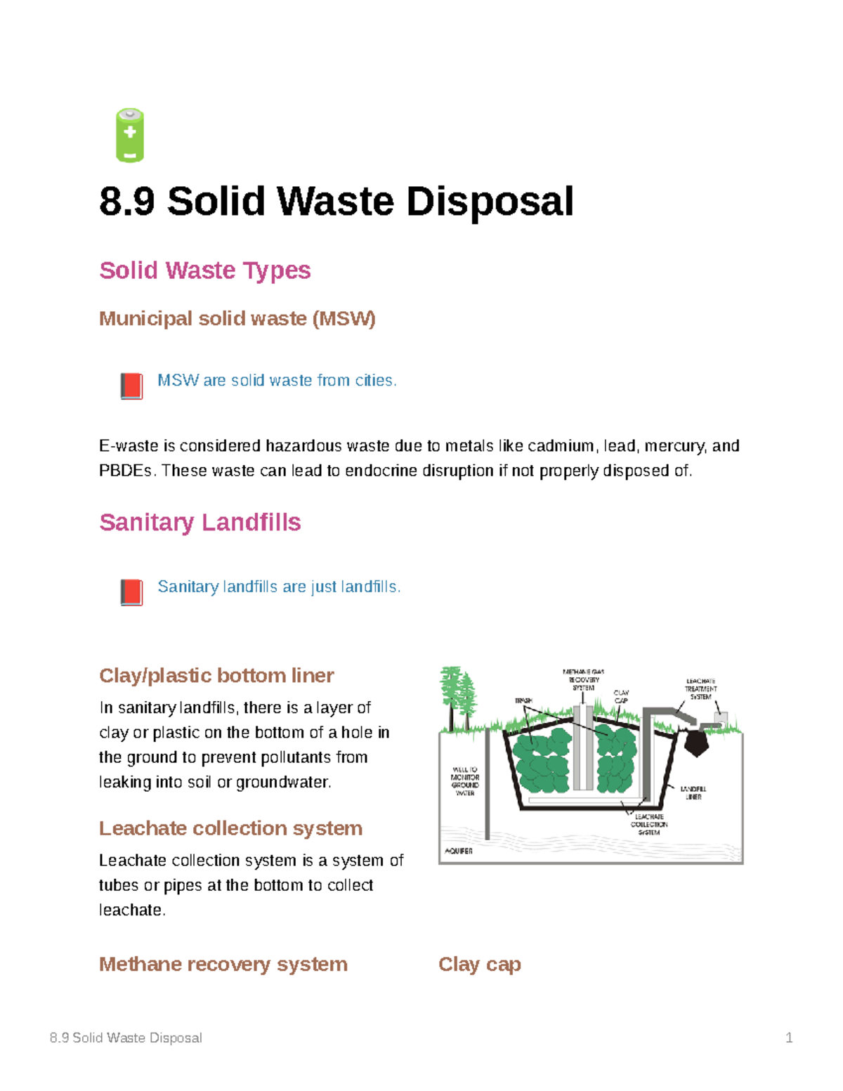 Solid waste disposal Professor Dan Nabokov 8 Solid Waste Disposal