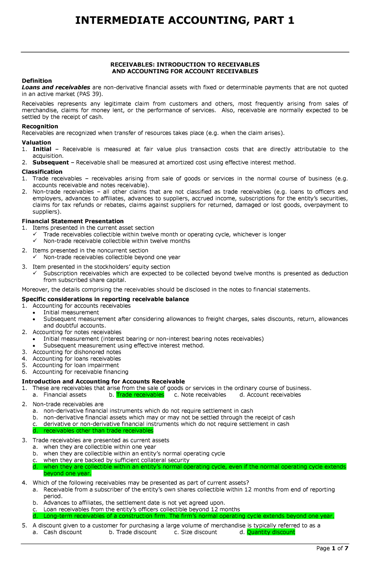 Receivables - Intermediate Accounting - Studocu