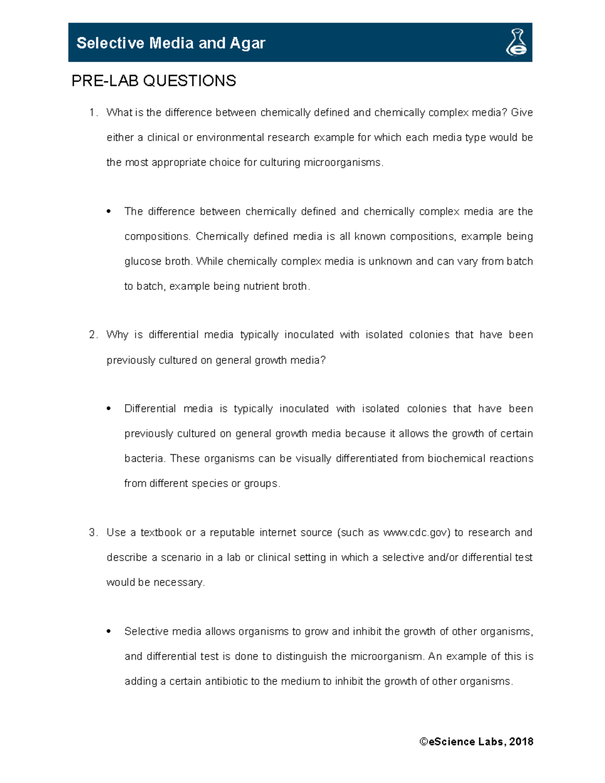 Selective Media - Lab 8 - Lab 8 - Pre-lab Questions What Is The 