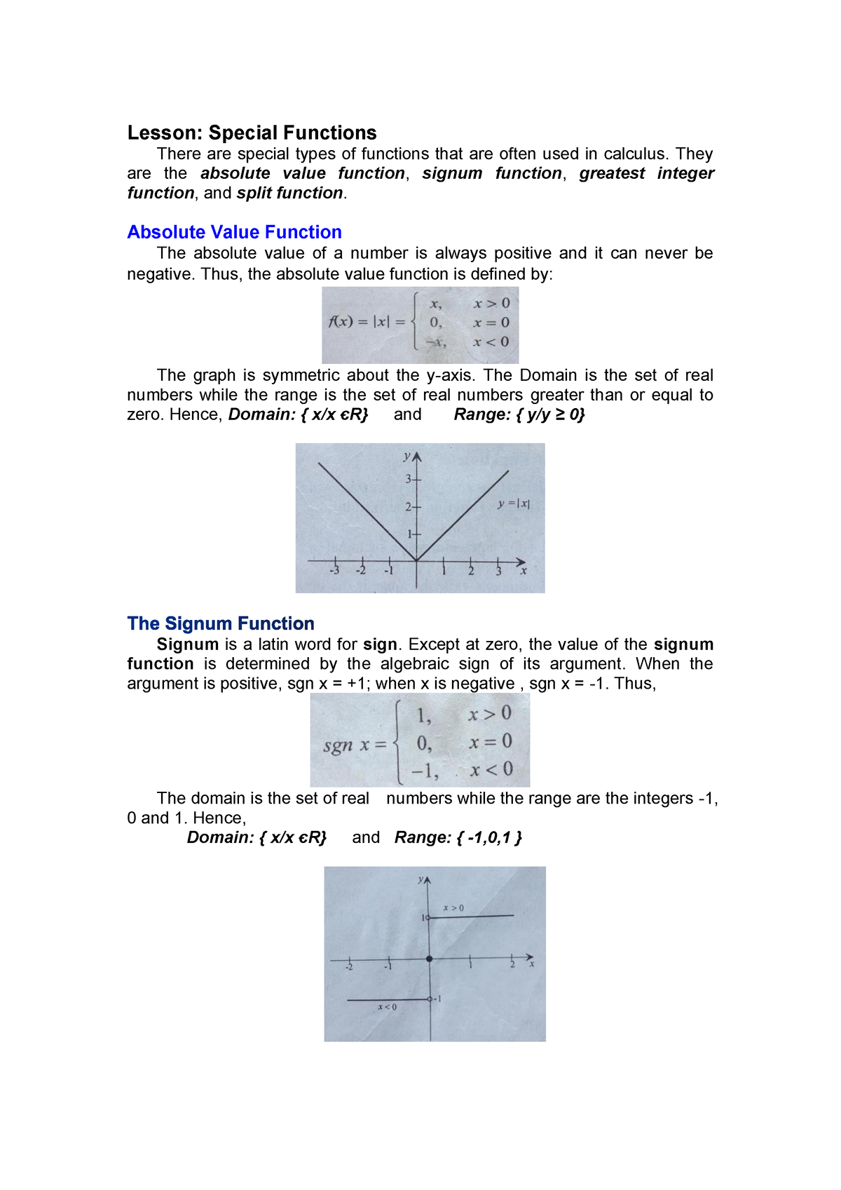 special functions assignment