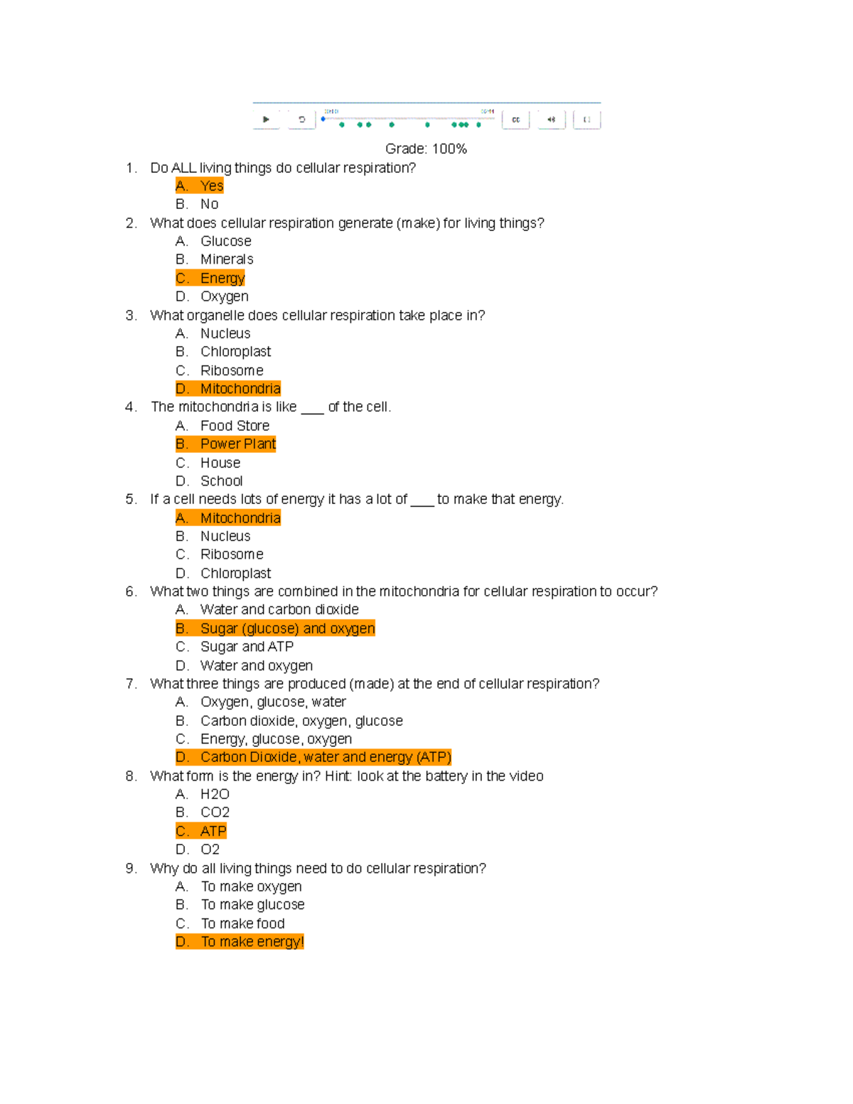 Untitled document Grade 100 Do ALL living things do cellular