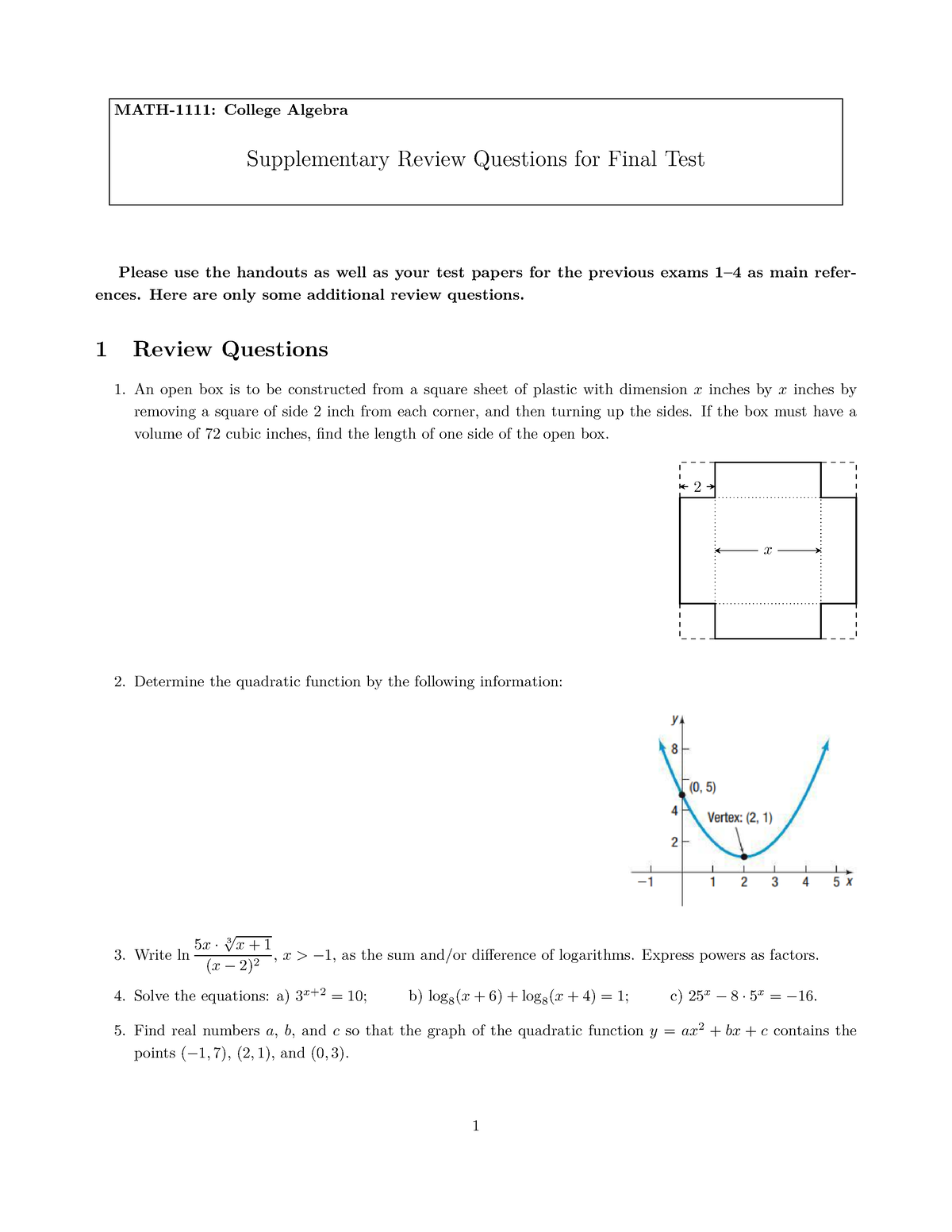 1111-exam-final - MATH 1111 Final - MATH-1111: College Algebra ...