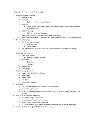 Chapter 4 - Tissues Notes - Chapter 4 - Tissues Tissues o Tissue - old ...