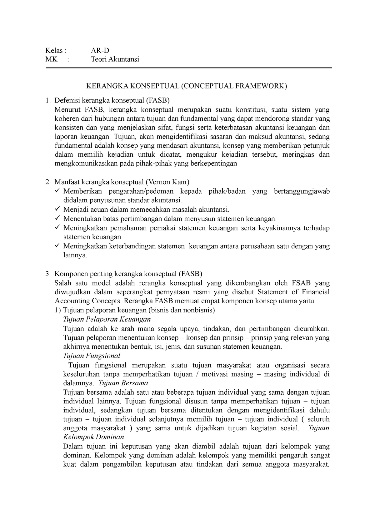 Kerangka Konseptual ( Conceptual Framework) - Kelas : AR-D MK : Teori ...