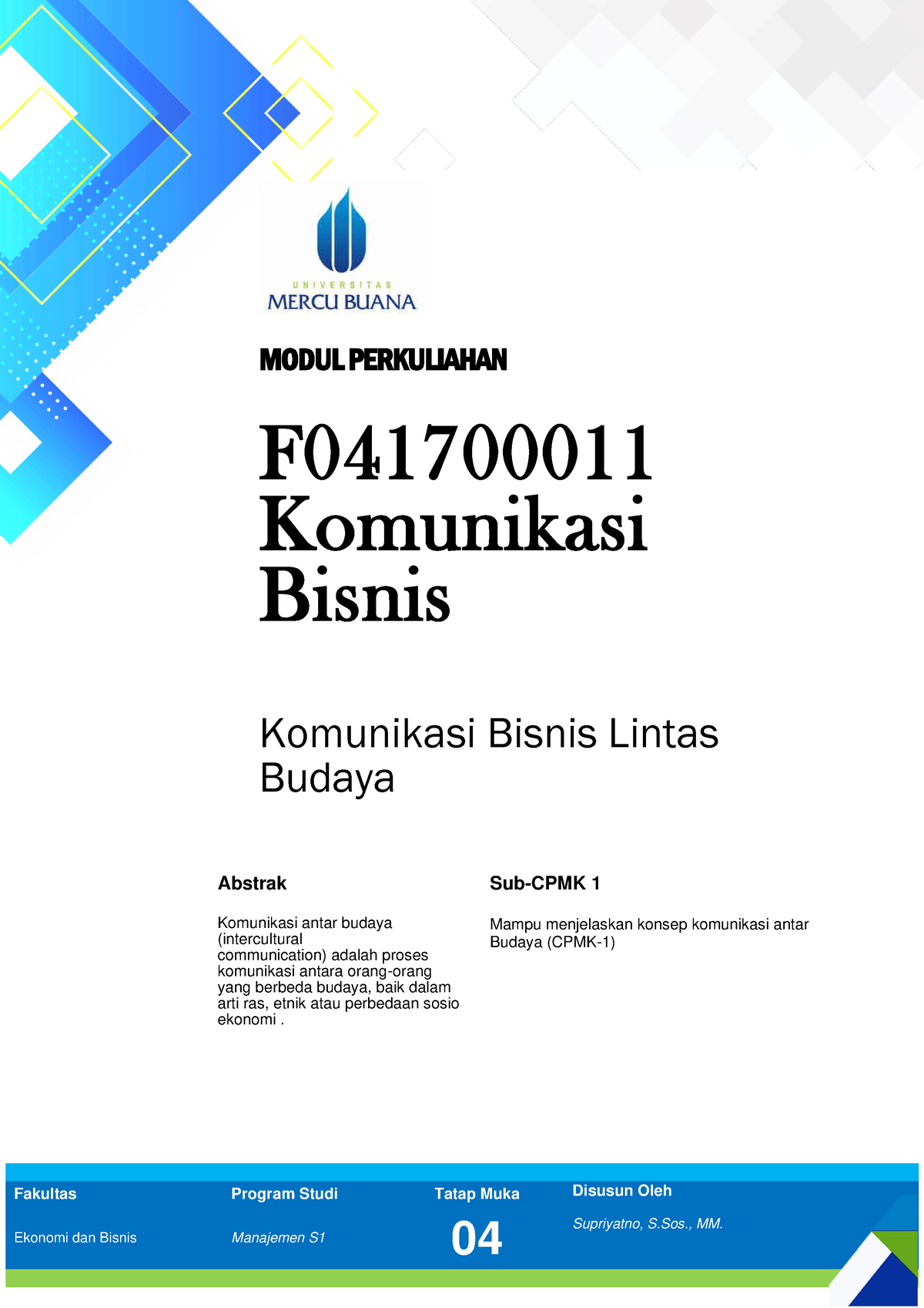 Komunikasi Bisnis TM4 2021 - Fakultas Program Studi Tatap Muka Disusun ...