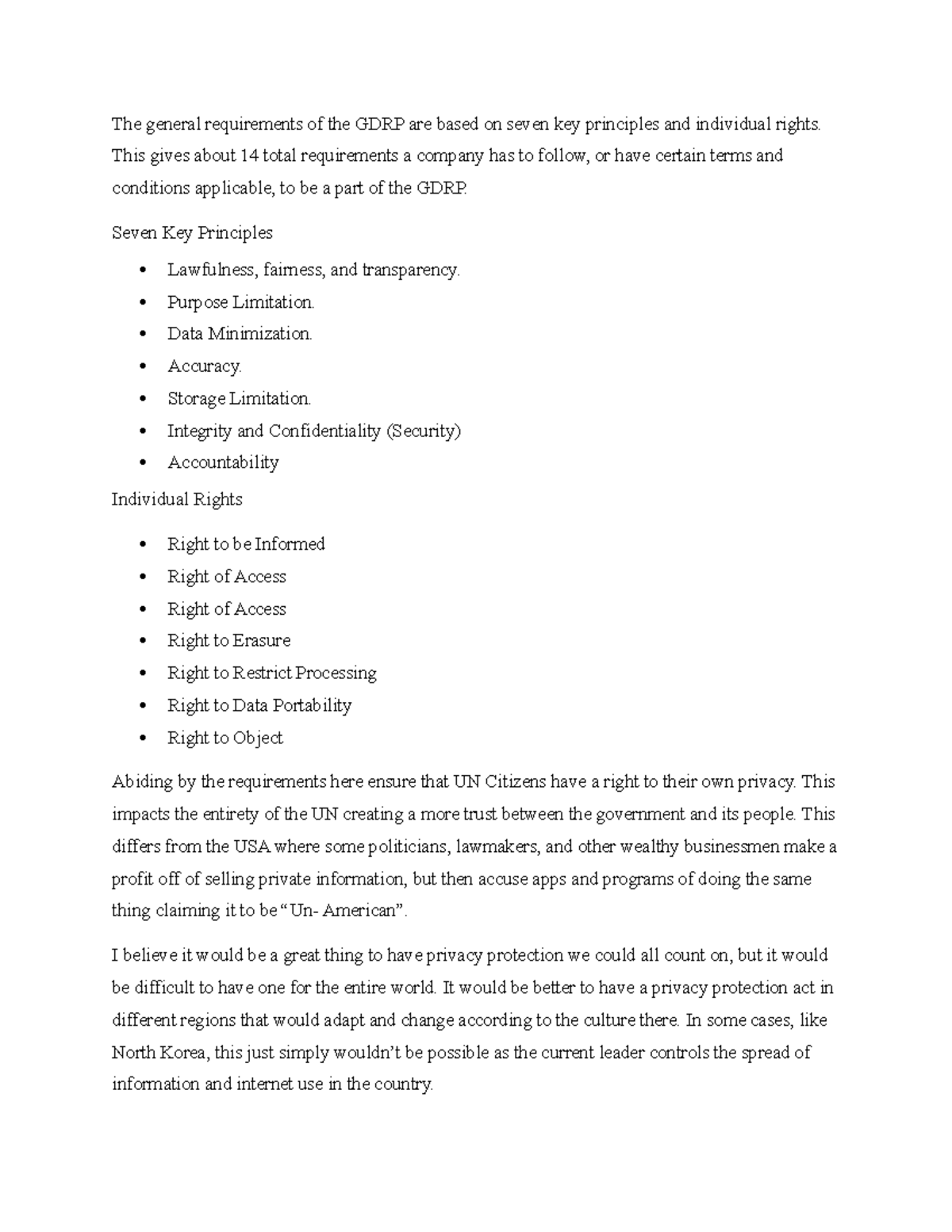 The general requirements of the GDRP are based on seven key principles ...