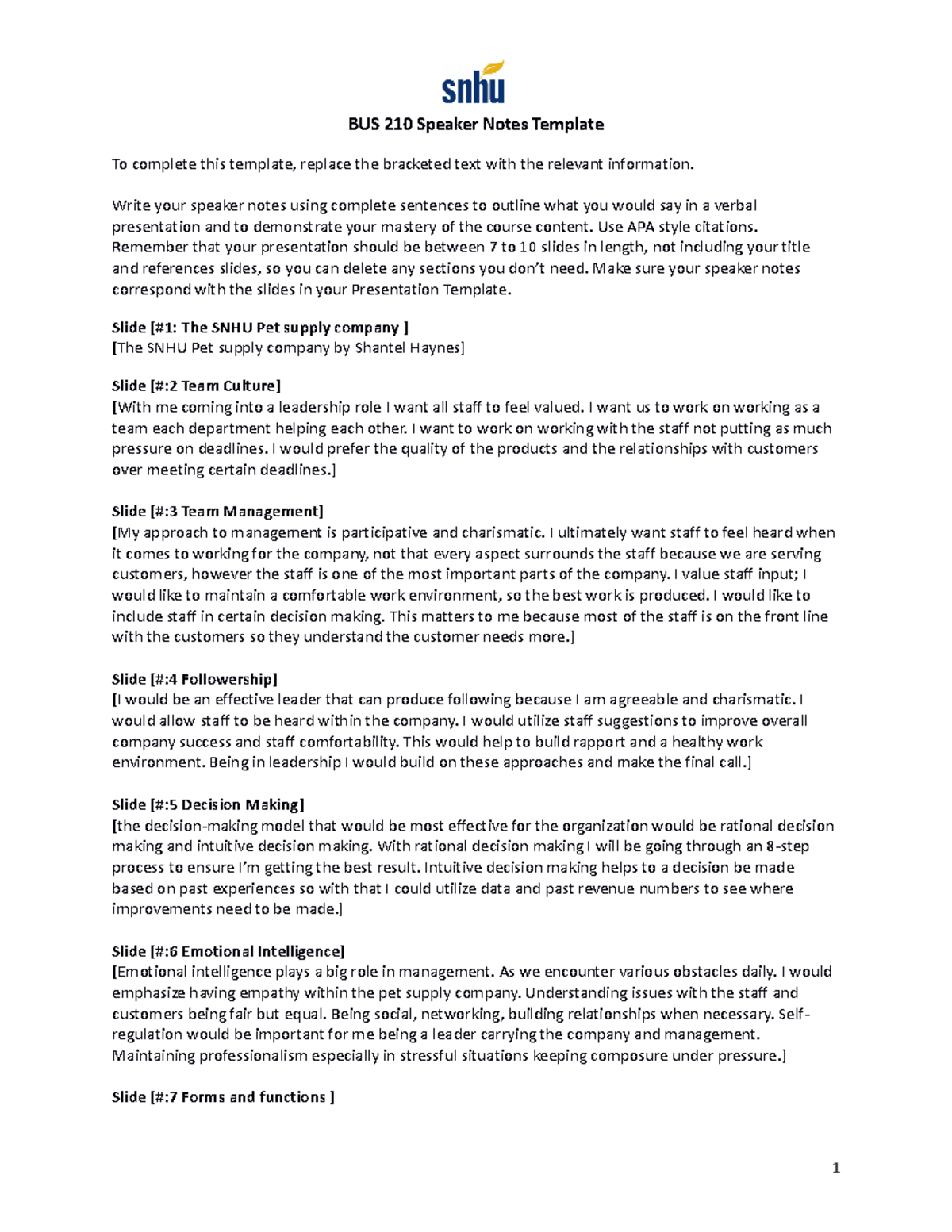 BUS 210 Speaker Notes final - BUS 210 Speaker Notes Template To ...