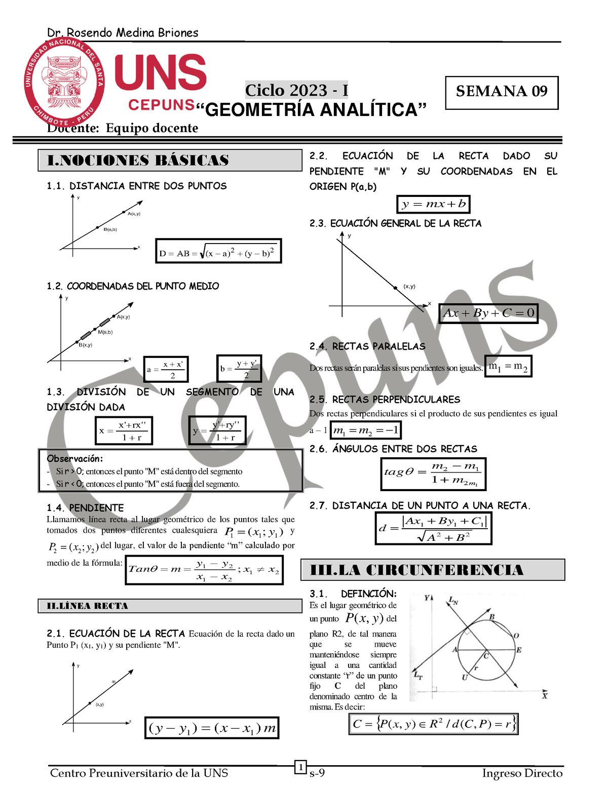 GEO S9 - Geometria - 1 Ciclo 2023 - I