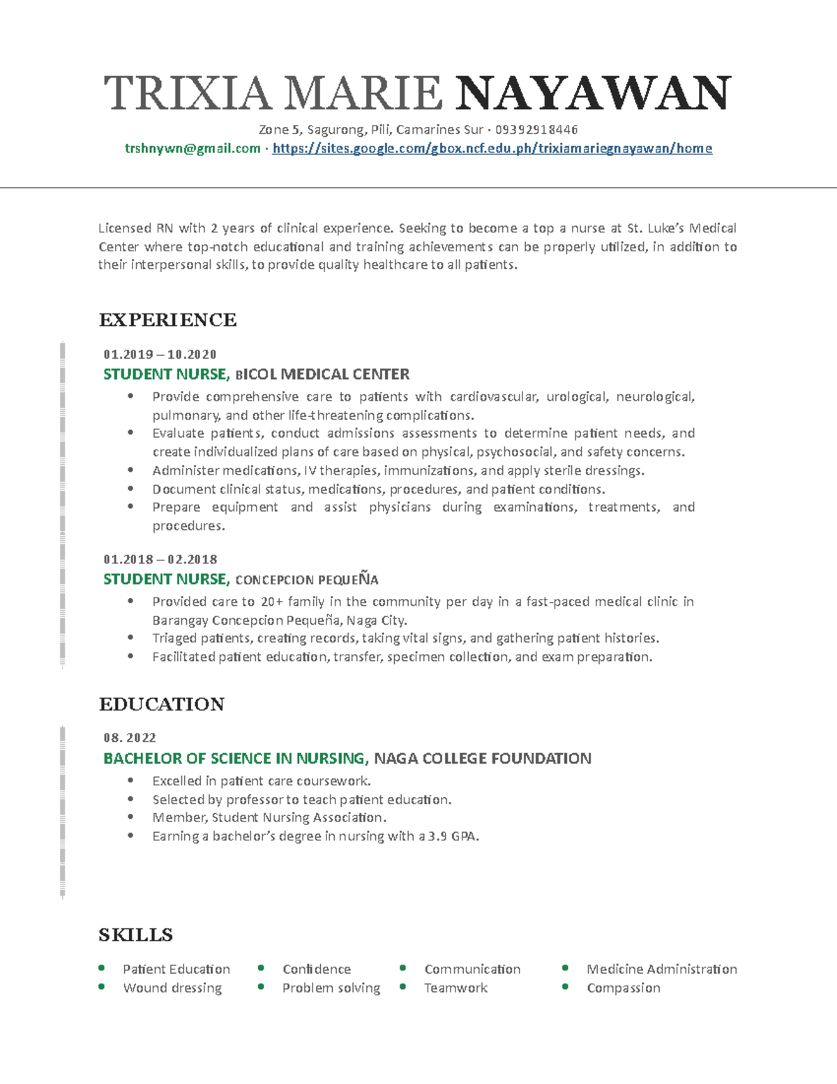 student resume sample filipino