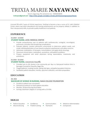 resume sample nurse philippines