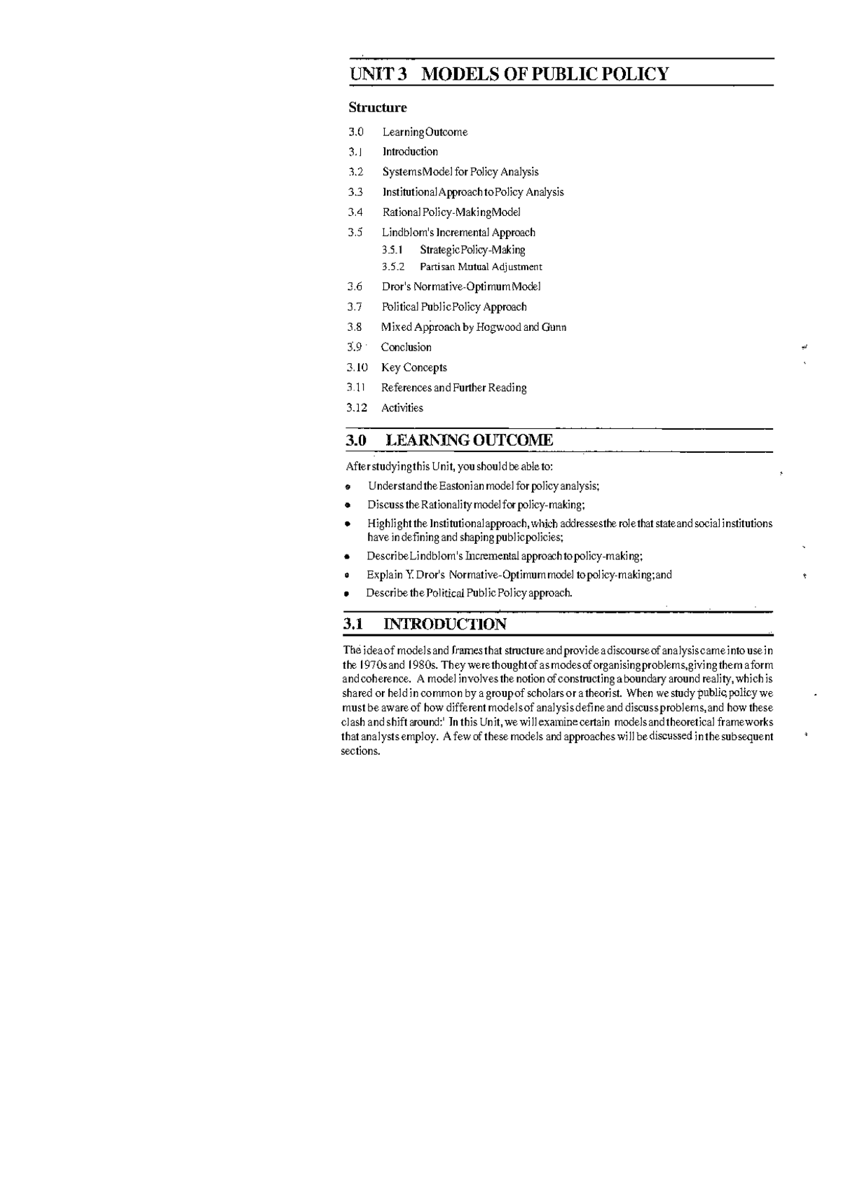 Models of Public Policy making - UNIT 3 MODELS OF PUBLIC POLICY ...