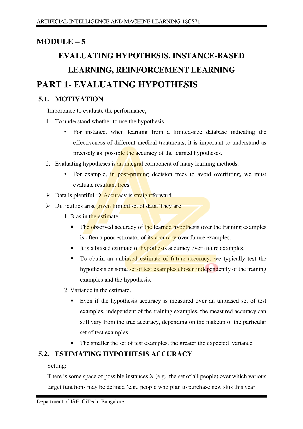 evaluating hypothesis in machine learning