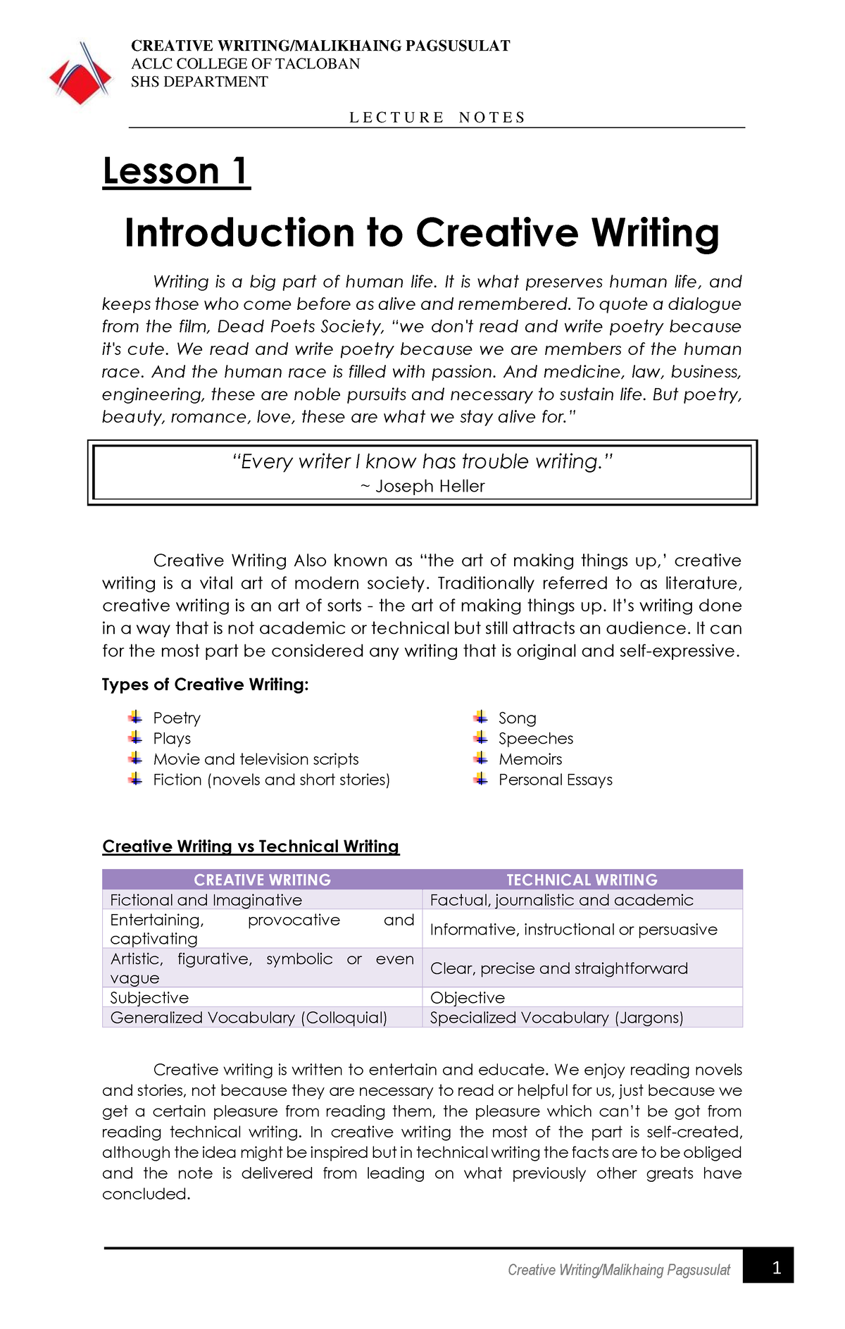 creative writing reviewer pdf