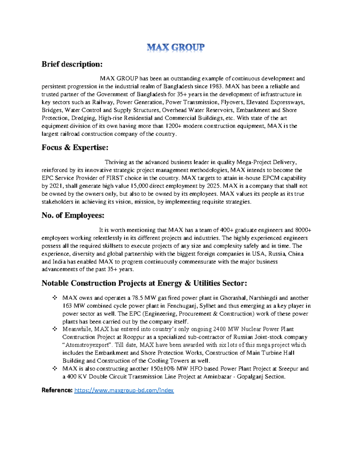 1704099 good Brief description MAX GROUP has been an outstanding