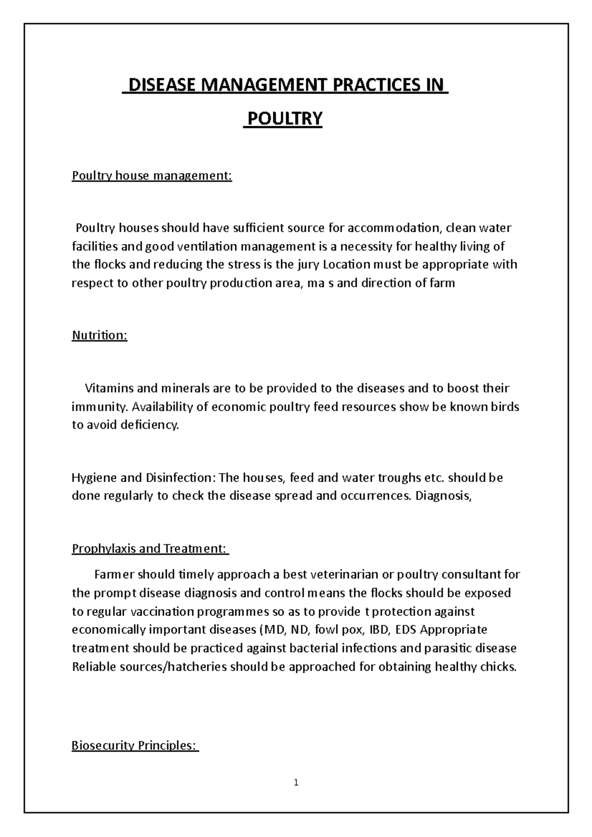 Disease Management Practices IN Poultry - DISEASE MANAGEMENT PRACTICES ...