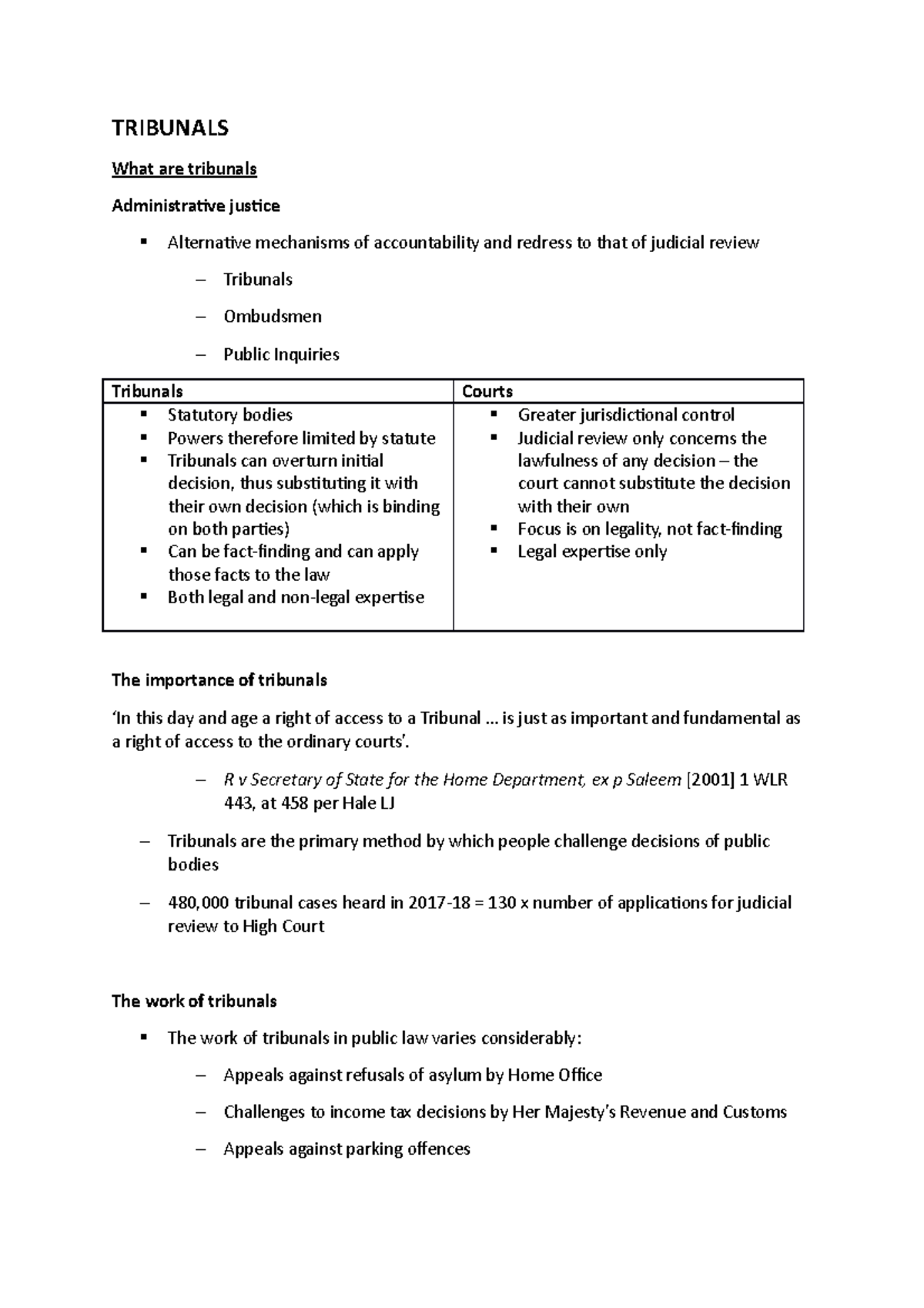 10 - Tribunals - Lecture Notes 10 - TRIBUNALS What Are Tribunals ...