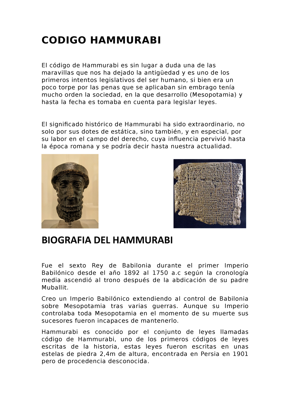 Codigo Hammurabi Semana 3 - CODIGO HAMMURABI El Código De Hammurabi Es ...