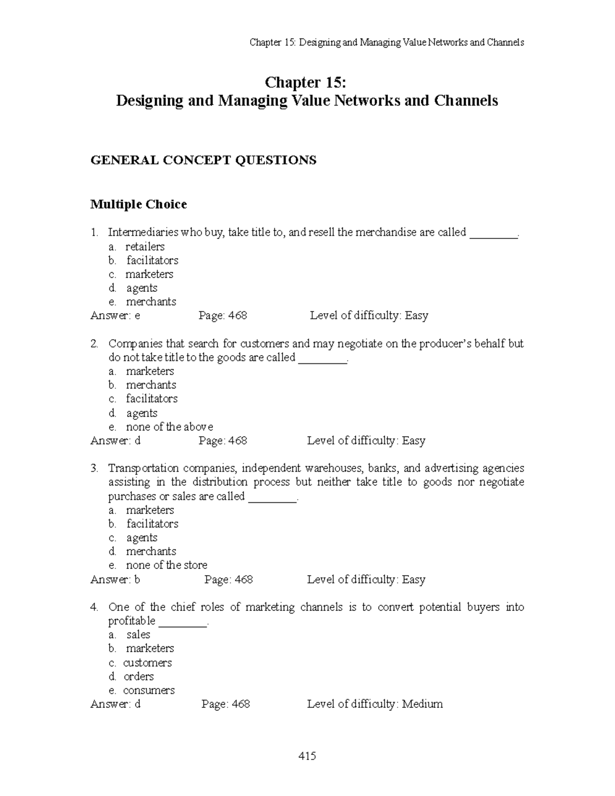 Multiple Choice - Fragen - Chapter 15: Designing and Managing Value ...