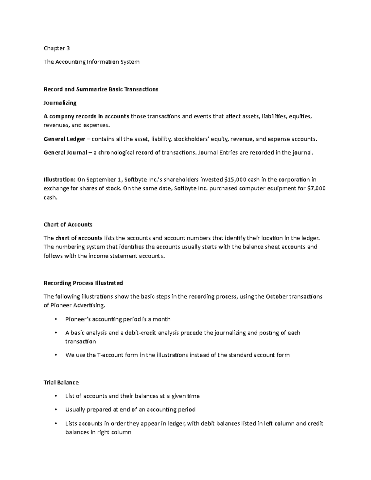 Chapter 3 Lecture Notes 3 - Chapter 3 The Accounting Information System ...