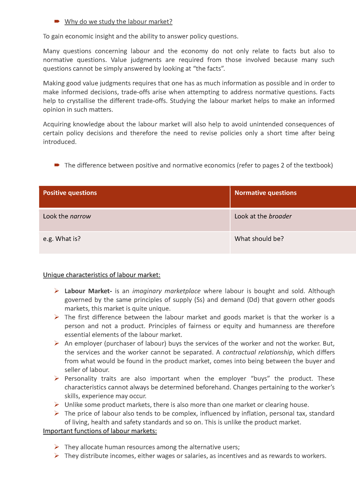 ECS2604 Notes NB - Why Do We Study The Labour Market? To Gain Economic ...