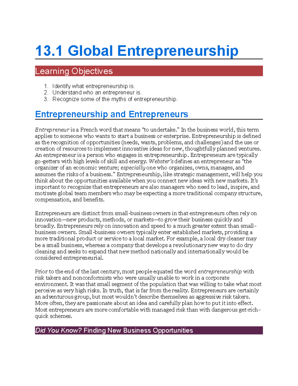 13.1 Global Entrepreneurship - 13 Global Entrepreneurship Learning ...