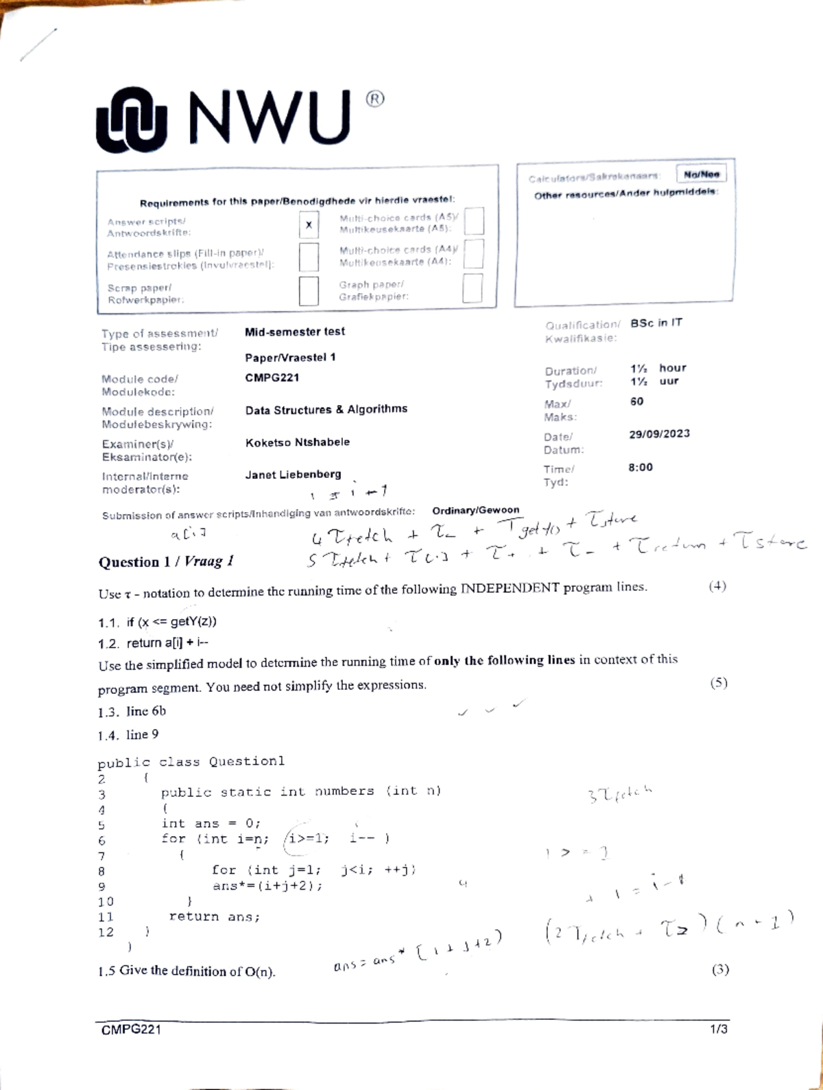 CMPG 221 Semester Test - Answer Scripts/ Antwoordskrifte: Type Of ...