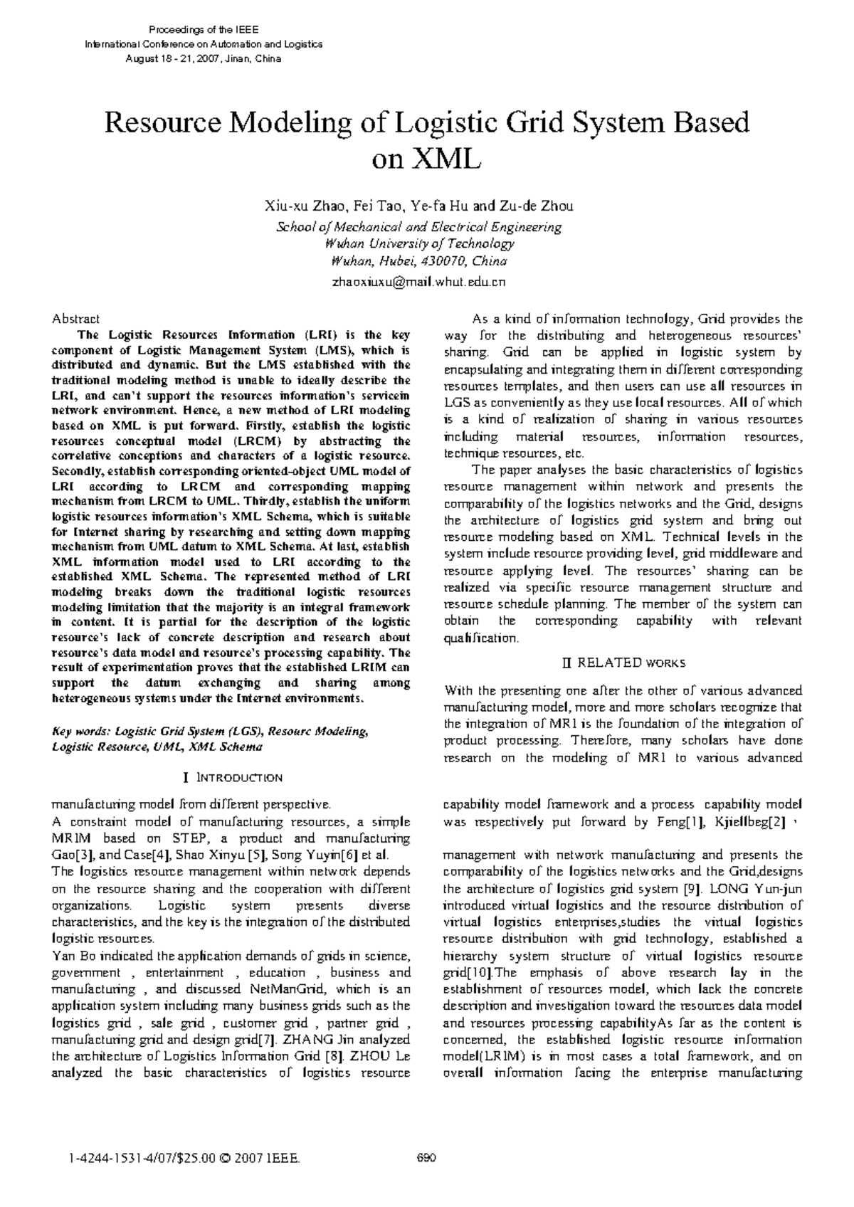 Paper - Resource Modeling of Logistic Grid System Based on XML Xiu-xu ...