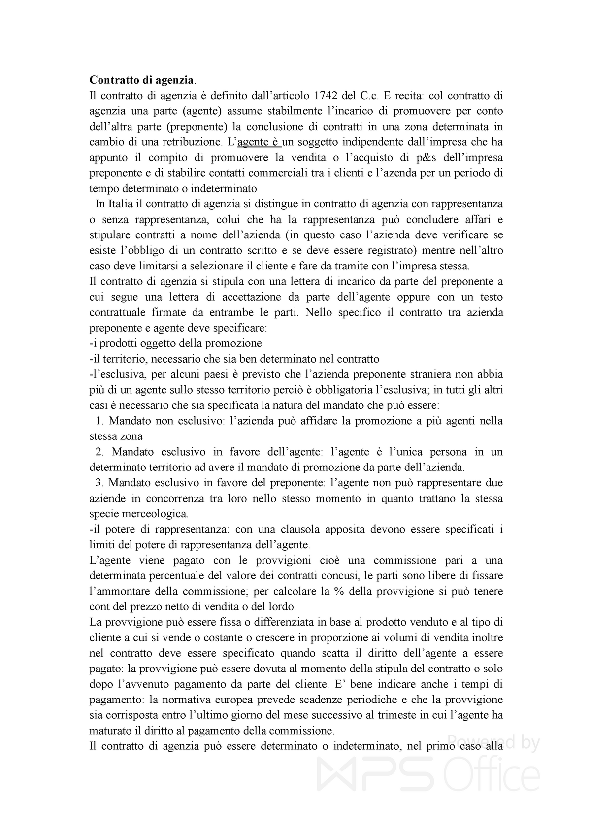 Contratto Di Agenzia E Mediaziazione Contratto Di Agenzia Il Contratto Di Agenzia Definito